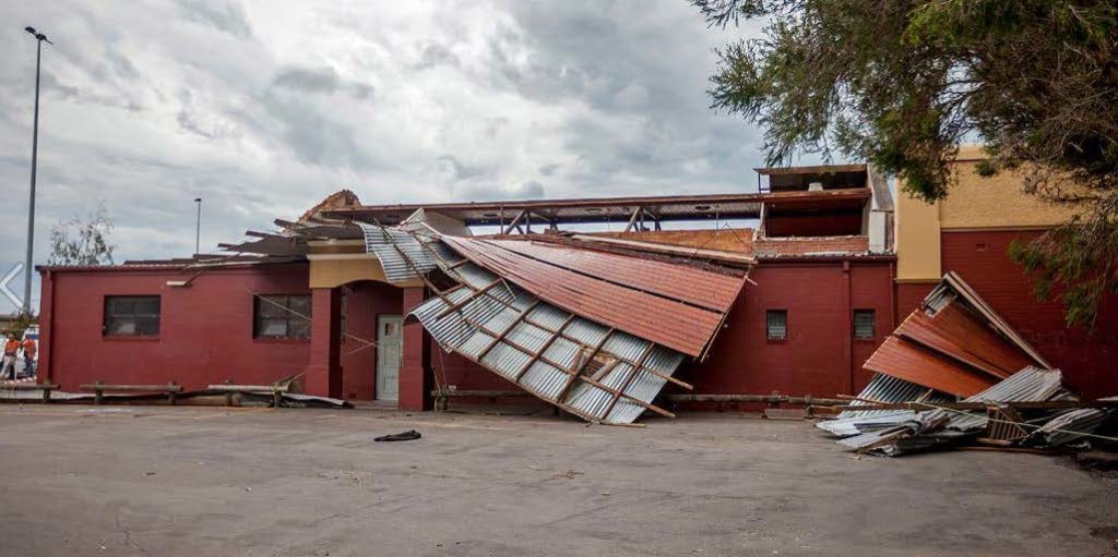 Damage photo of mechanics hall